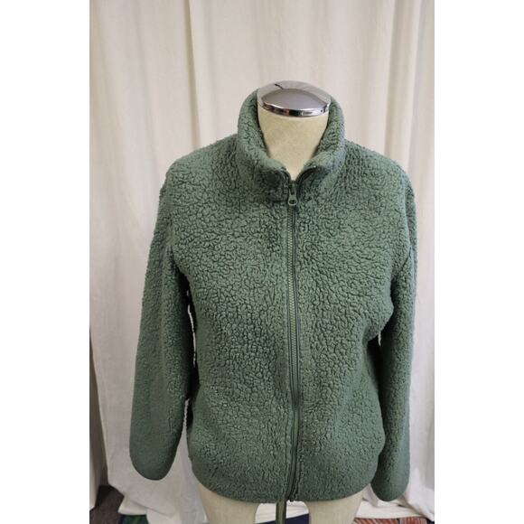 Uniqlo Sweater Sherpa Like 100% Polyester Size XXS Green Long Sleeves (6) - Picture 1 of 7